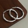 Ancient craftsmanship retro hammer pattern wide edge big earrings gold and silver simple high grade ring earrings cold wind versatile earrings