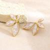 Stainless Steel Colorful Dripping Oil Flower Stud Earrings for Women Vintage Gold Color Petal Temperament Earrings Jewelry Gifts