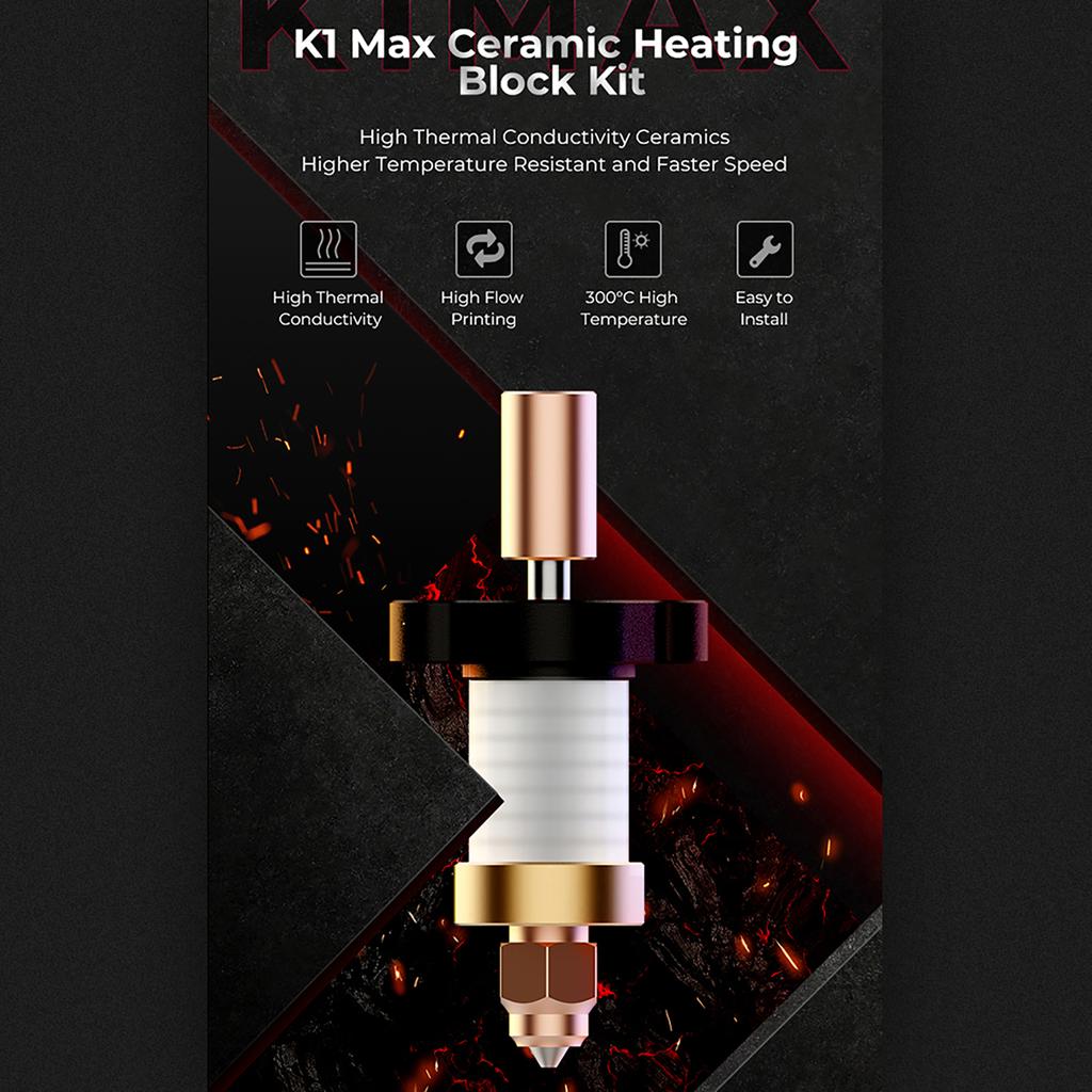 Комплект керамического нагревательного блока Creality K1 Max с керамической нагревательной мощностью 60 Вт, отличной теплопроводностью и плавной подачей филамента