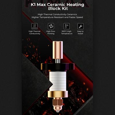 Комплект керамического нагревательного блока Creality K1 Max с керамической нагревательной мощностью 60 Вт, отличной теплопроводностью и плавной подачей филамента