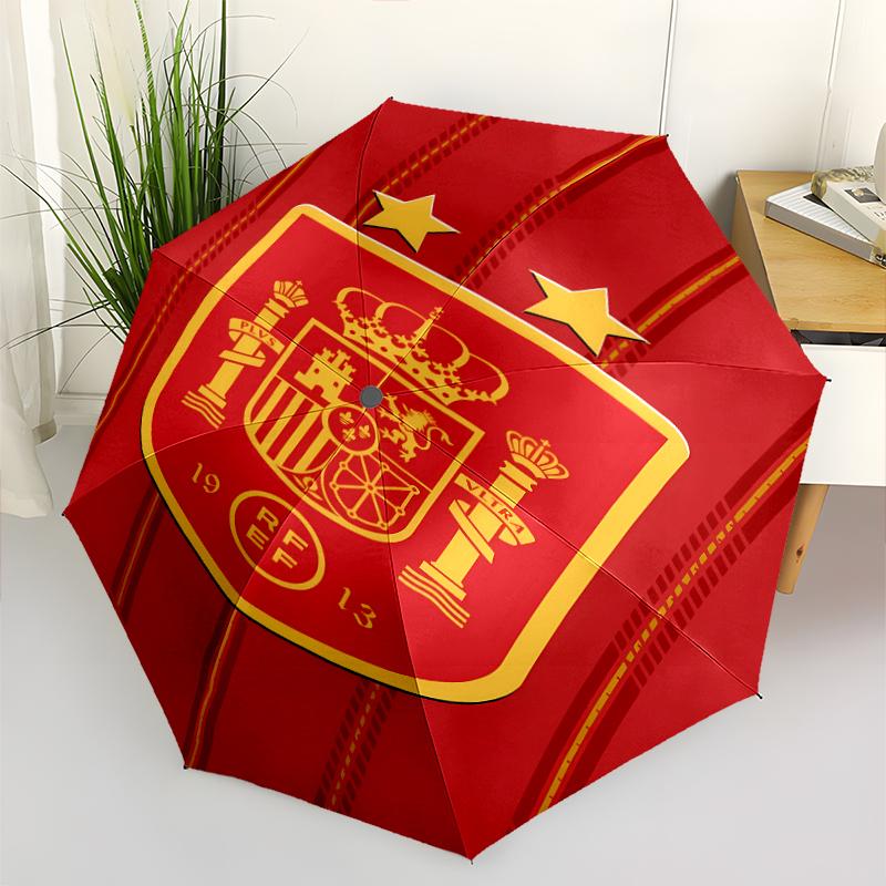Manchester United FC logo Print Automatic Umbrella, 8 Rib Iron Frame, Plastic Handle, Suitable for Outdoor Travel &Daily , Ideal Gift