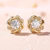 Huitan Dazzling Circle Around Design Gold Color Ear Stud Earrings for Women Brilliant Cubic Zirconia Temperament Sweet Jewelry