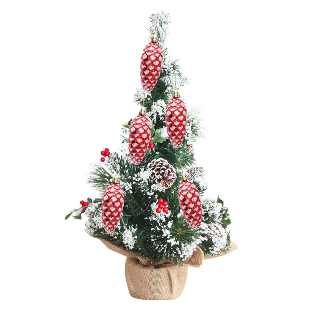 5Pcs Plastic Pine Cone Balls Hanging Pendants Small Christmas Ornament Theme Party