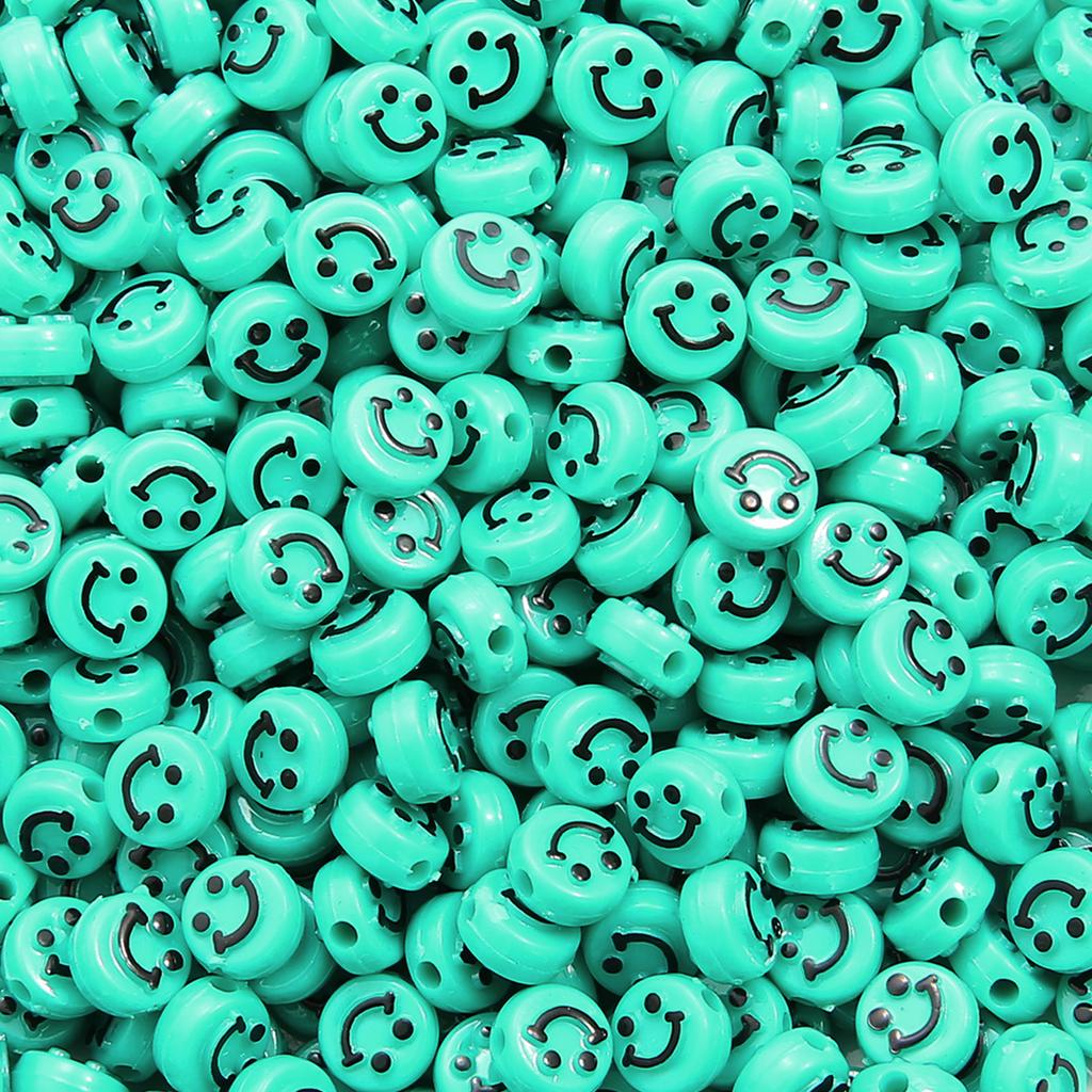 500Pcs Round Shape Acrylic Beads Spaced Smile Beads For Jewelry Making Craft Accessories