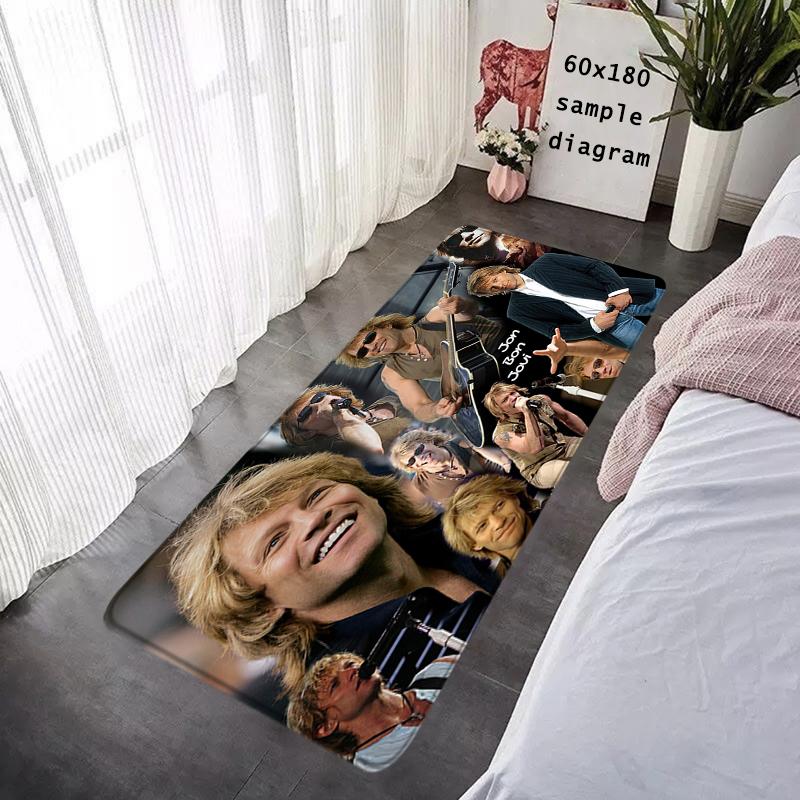 Doormat Flannel Floor Mat B-Bon Jovi Indoor Foot Rug Bedside Mats Kitchen Corridor Absorbent Carpet Ideal for Balcony Decoration