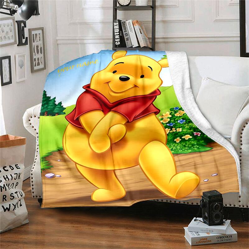 Customiz Name Personality Winnie the Pooh Blanket Soft &Warm Sofa Office Bed Travel Lunch Break Blanket, Gift Suitable All Seasons