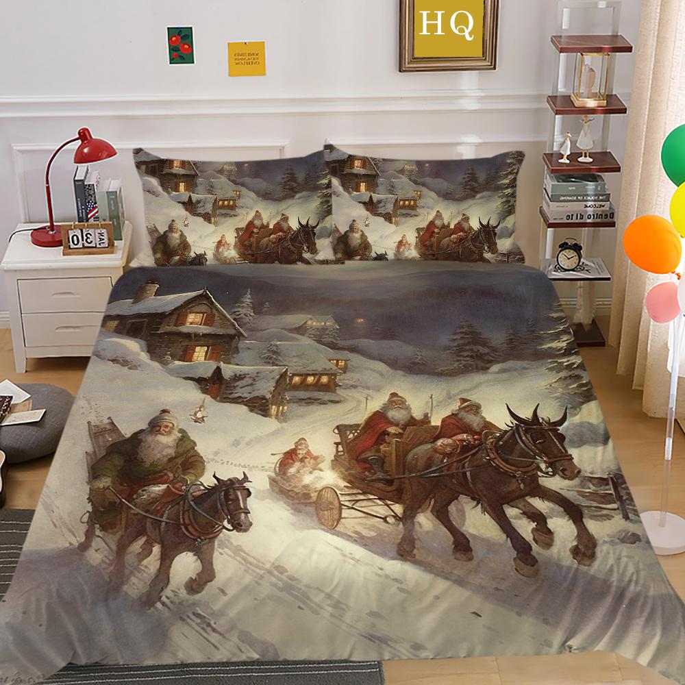 Christmas New Style Printed Full Size Bed Clothes Microfiber Highend Duvet Cover Children Bedroom Decor