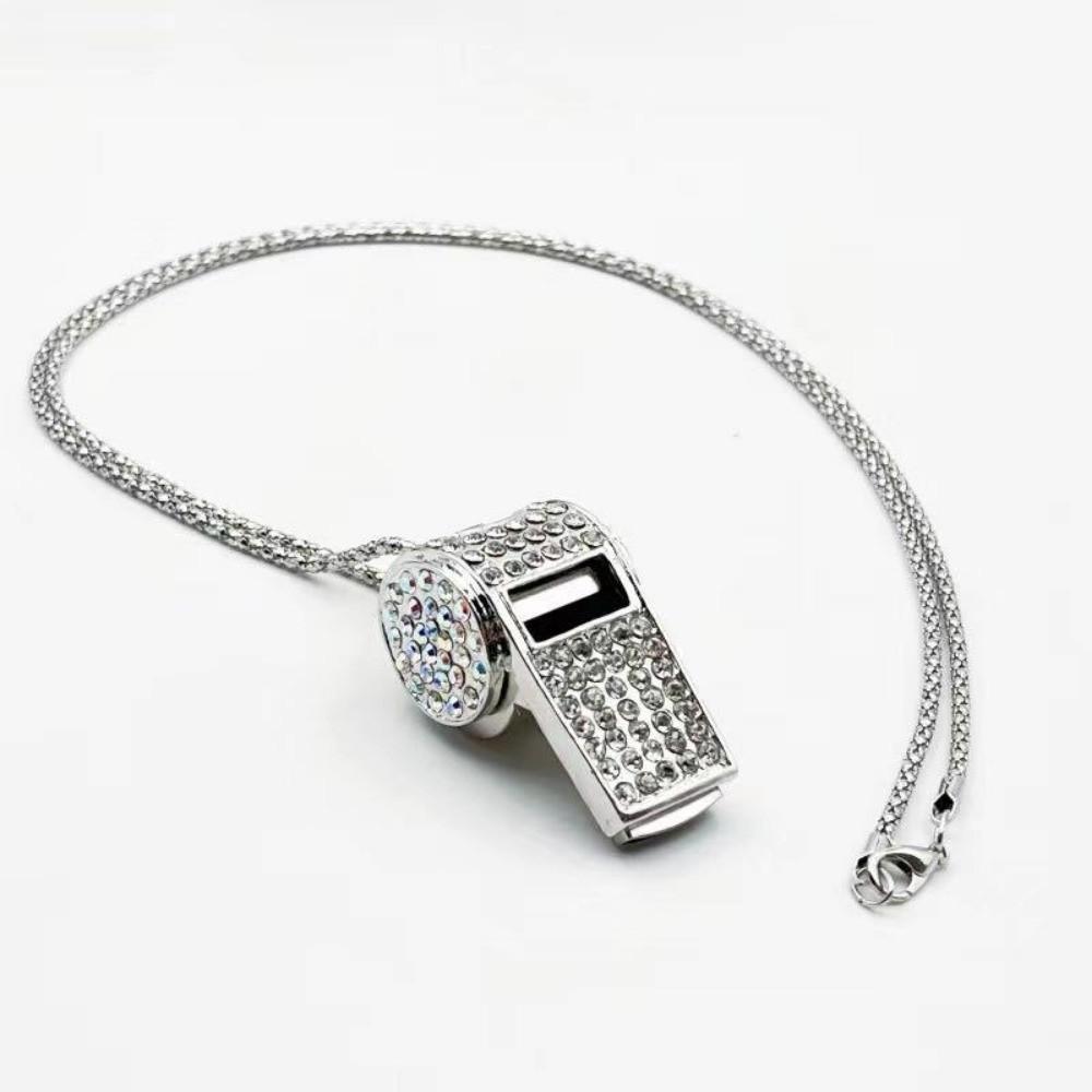 with Lanyard Whistle Chain Crystal Rhinestone Gold Bling Whistle For Referees, Coaches, Teachers
