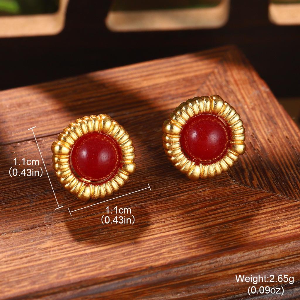 Antique new Chinese style flower fringed pearl earrings Hanfu accessories earrings imitation Hetian jade green agate temperament ear hook