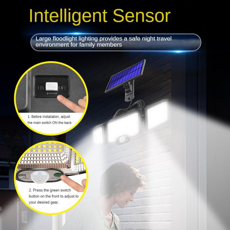 Новый солнечный настенный светильник, индукционный садовый светильник для человеческого тела, уличный водонепроницаемый светодиодный вращающийся уличный фонарь