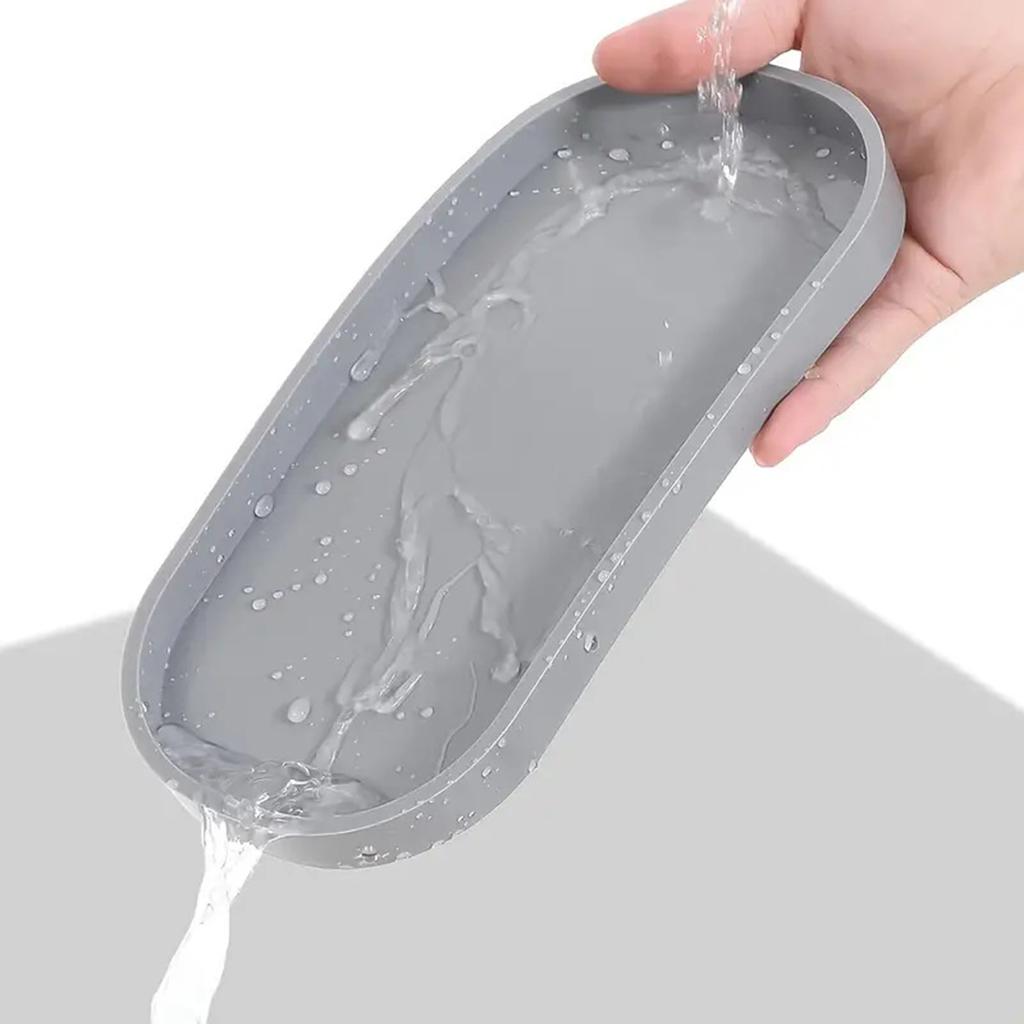 Многофункциональный силиконовый эллипс поднос для хранения в ванной комнате водонепроницаемые нескользящие органайзеры для косметики и туалетных принадлежностей