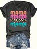 Women's Casual Short Sleeve Crew Neck T-Shirt - Bold "MAMA" Graphic Print with Leopard Accents, Black & Pink Lettering,
