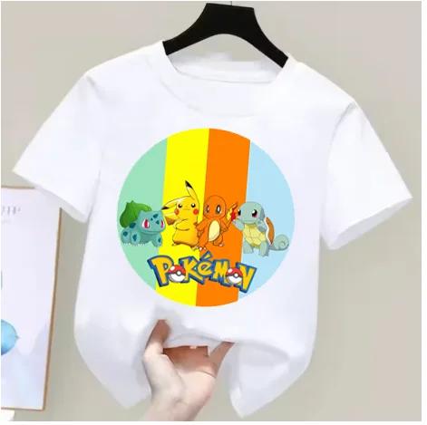 Anime Pokémon Boys Girls TShirt Cotton Retro Mens Cotton TShirt for Women Tops Casual Loose Short Sleeve Couple Y2k