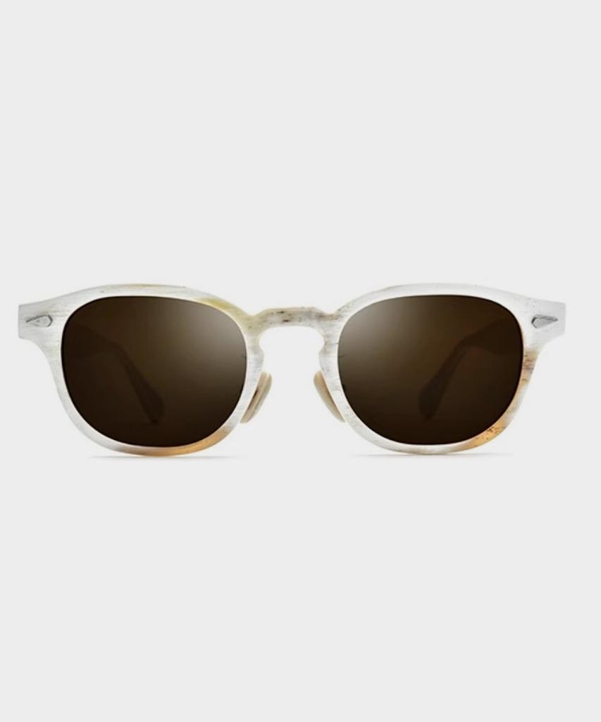 Lingkeonpeuleim Buffalo Horn Arnel Acetate Sunglasses White