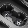 CRW1 Carbon Fiber Car Cup Coasters Anti-Slip Waterproof Dustproof Cup Mat For Mercedes Benz C E S Class GLC GLB GLE GLS E300L sticker