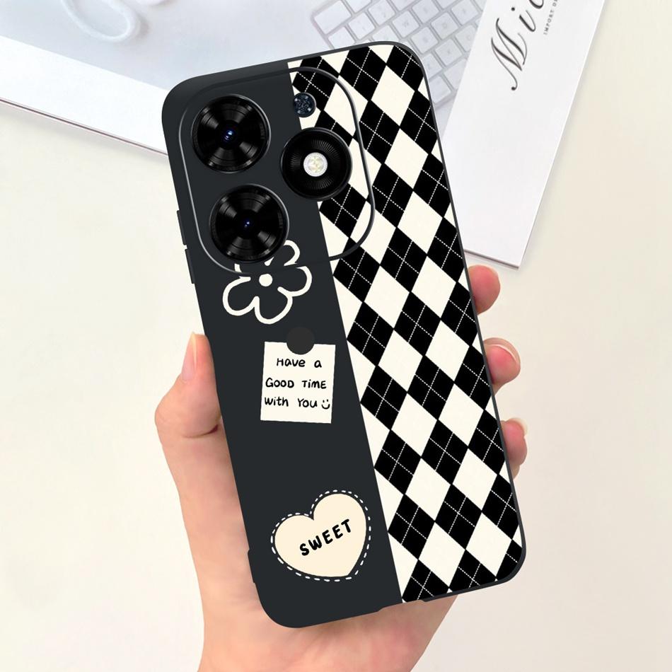 Чехол для Tecno Spark Go 2024 Милый Цветочный Узор Сердечки Конфетный Цвет Мягкий Силикон Тонкая Задняя Крышка Телефона Для Spark Go (2024) BG6
