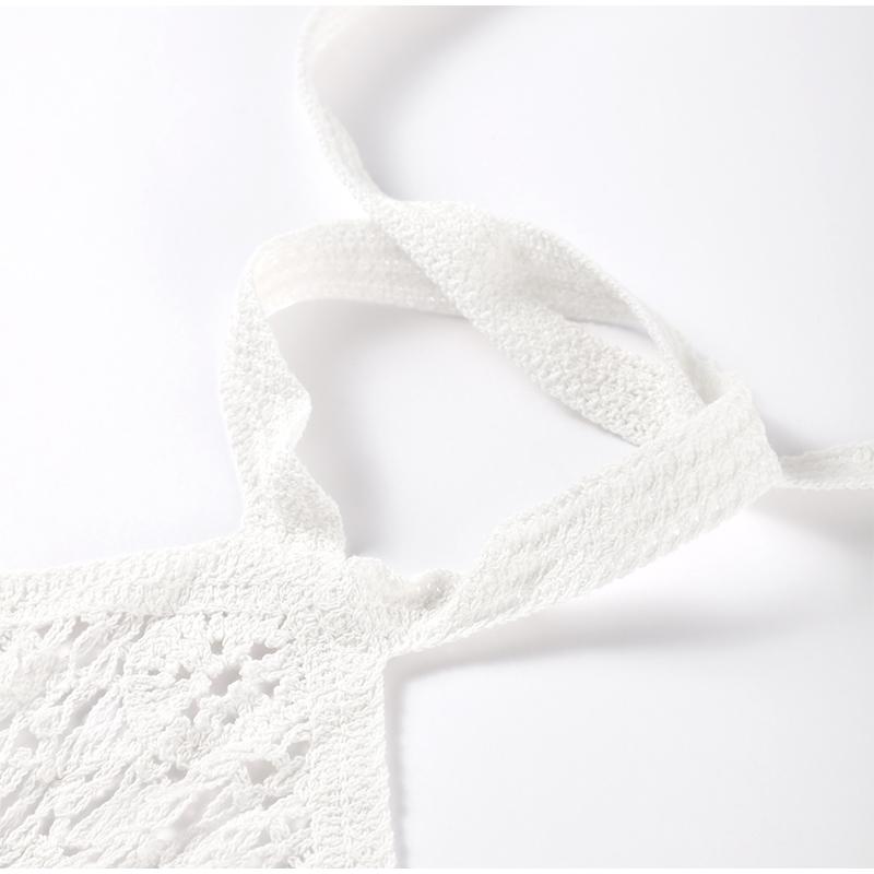 Вязаное крючком ажурное платье макси с бретельками через шею, модное женское облегающее сексуальное платье с открытой талией и открытой спиной, летнее пляжное платье