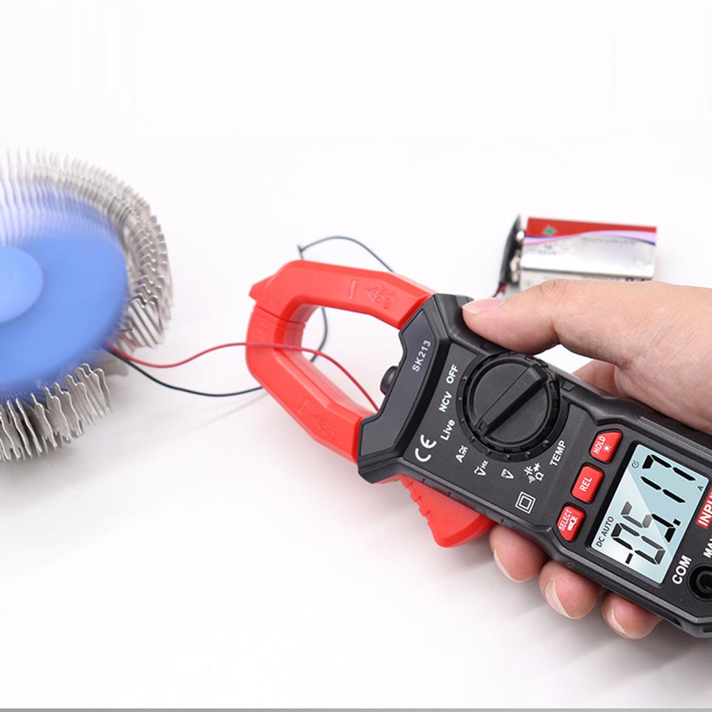 SK213 Digital Clamp Meter Multimeter 6000 Counts AC DC Current Voltage Resistance, Capacitance, Temp, NCV, Diodes,