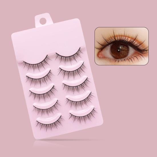 Yousheng 5Pairs False Eyelashes Natural Stylish Eyeliner Effect Cross Makeup Extensions Eye Lashes for Daily Life