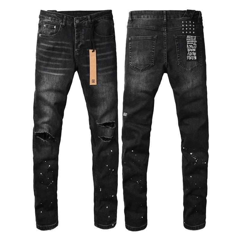 Mens Distressed Ripped Straight Fit Denim Jeans Vintage Streetwear Style Cotton Blend Mid-Rise Fall