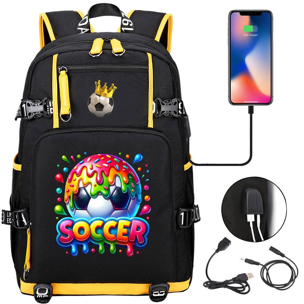 2026 Sports Soccer USB Large Capacity Backpack for Middle High School Students Travel Unisex