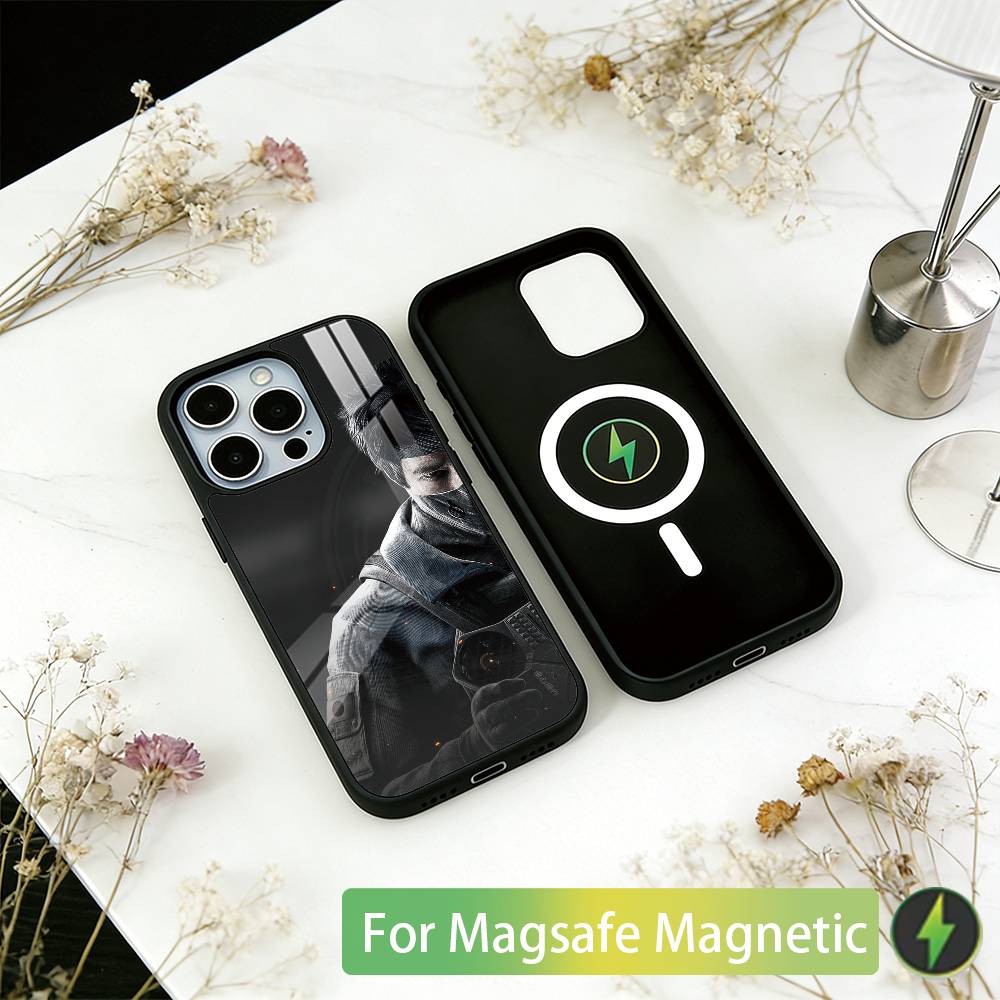 R-Rainbow Six Siege Графический чехол для телефона для iPhone17,16,15,14,13,12,11 Plus,Pro Магнитный с беспроводной зарядкой Magsafe