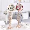 Винтажные Металлические Цветы Искусство Полый Дизайн Железная Ваза Золотая Подставка для Цветов Свадебный Реквизит