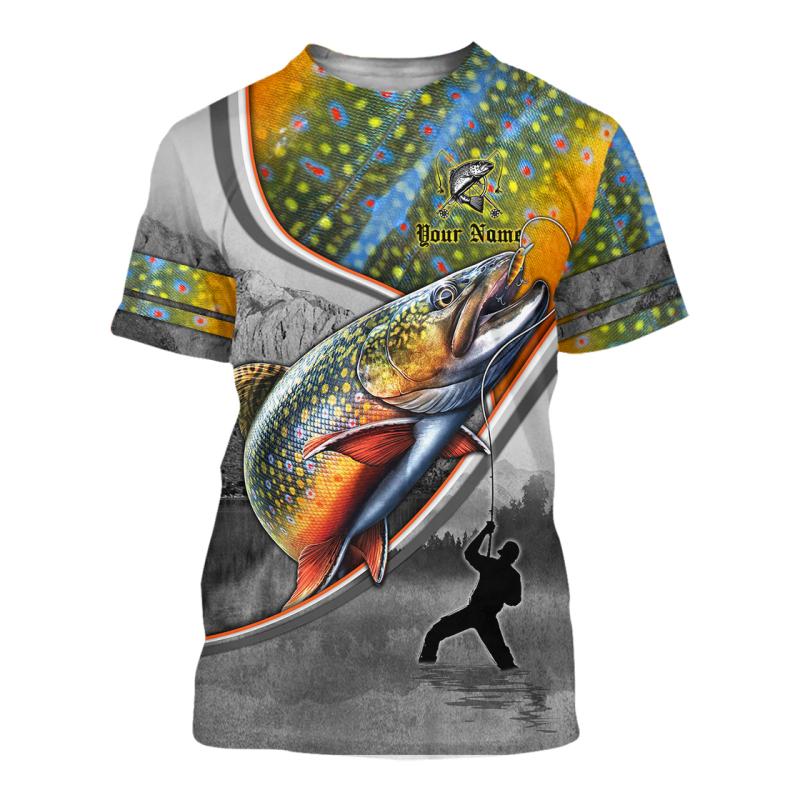 Men's Summer T-shirt Brook Trout Fishing 3D Printed Harajuku Casual Short Sleeve T-shirt Unisex Neutral Outdoor Quick Drying Top
