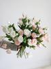 Pink Artificial Lisianthus Flowers Wedding Floral Arrangement Bouquet White Soft Touch Faux Eustoma Bouquet Home Decor