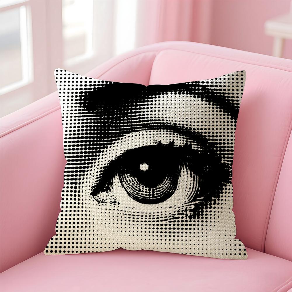 Fashion Modern Art Funny Face Cushion Cover Natural Linen Organic Fabric DoubleSided Printing Sofa Home Decor Gift Pillow Case
