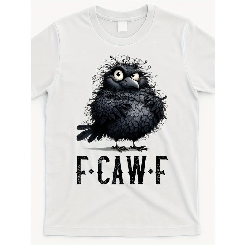 Европейские размеры F Caw F Черный Ворон Черная Птица Забавный Ворон F Caw F Премиум Футболка Тот же Стиль для Мужчин Летняя С Коротким Рукавом С Принтом