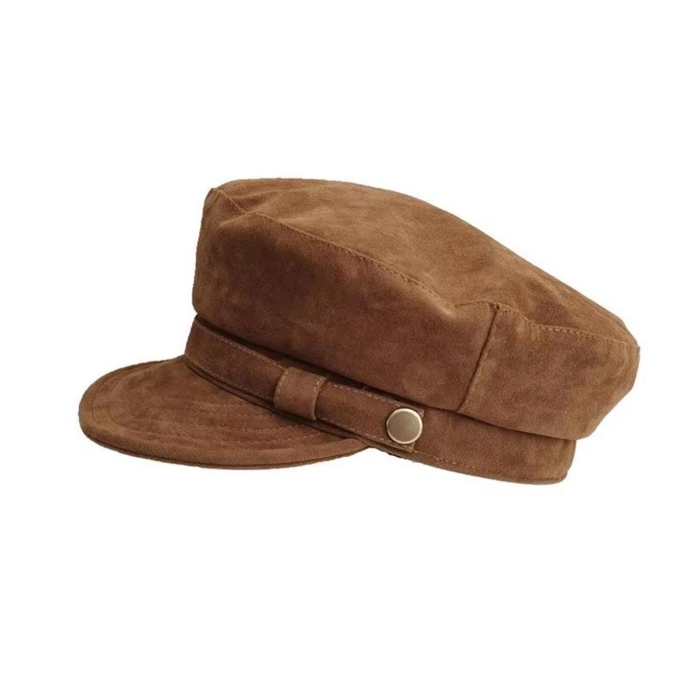 Cotton Cloth Flat Top Hat Suede Painter Hat Retro Newsboy Cap Autumn Winter