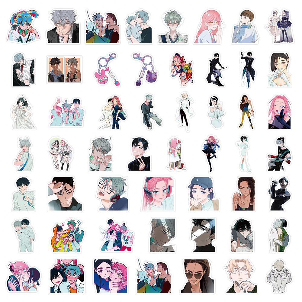 50 Korean Music & Anime Romantic Story Character Waterproof Stickers for iPad, Phone Case, Refrigerator, and Notebook.
