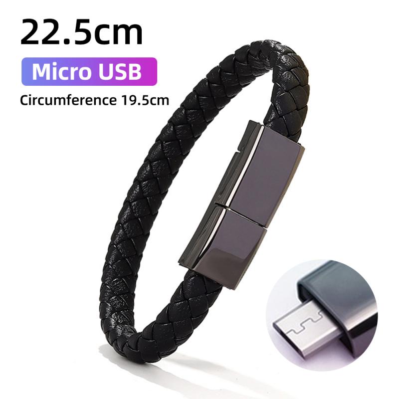 USB-браслет Кожаный Кабель для зарядки Fonken Тип C micro USB Lightning Дата-зарядный шнур Для iPhone Samsung Huwei Xiaomi Кабель