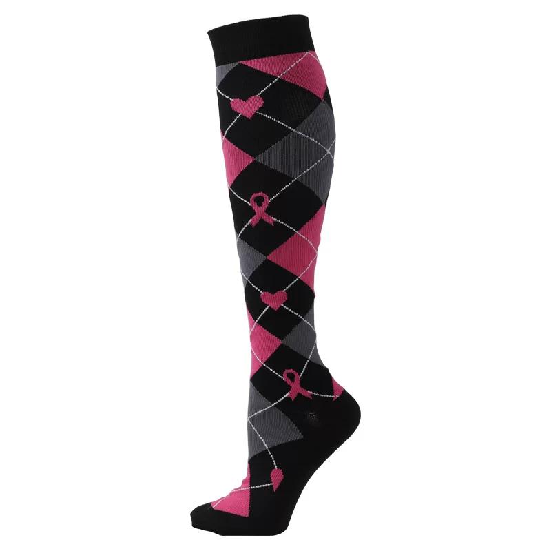 Sports Compression Socks, Outdoor Cycling Socks, Pink Calf Socks, Sports Socks, Elastic Sweat-Absorbing Long Socks