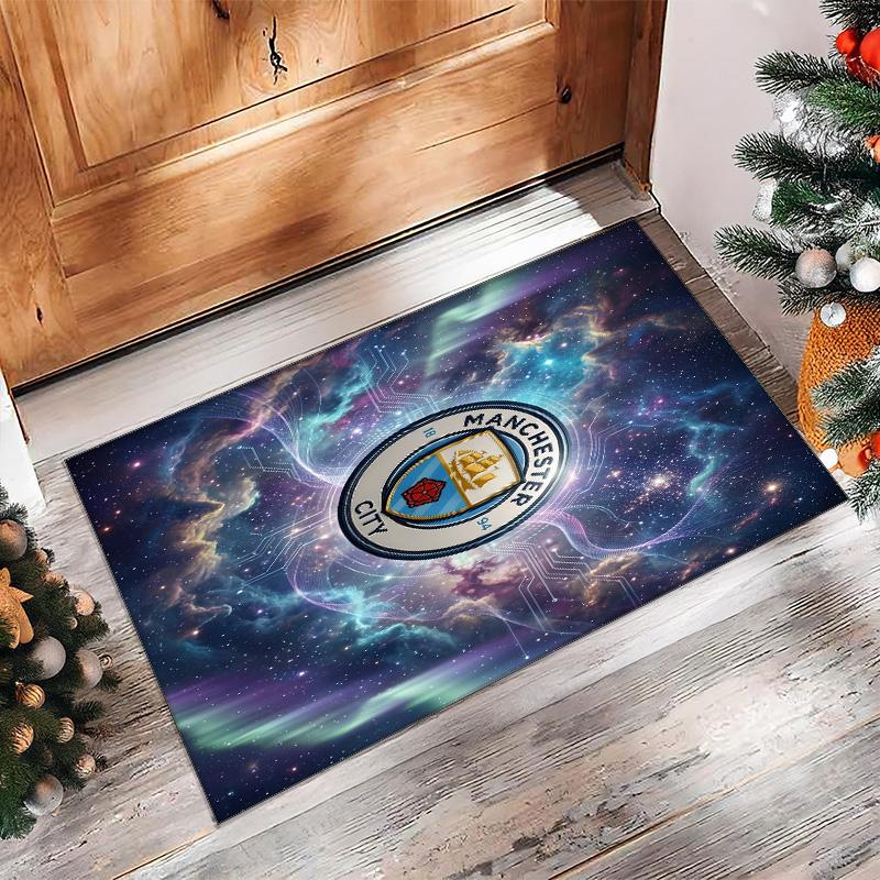 Фланелевый ковер с принтом Manchester City, нескользящий, мягкий, из полиэстера, для пола, декоративный коврик для спальни, гостиной, дивана