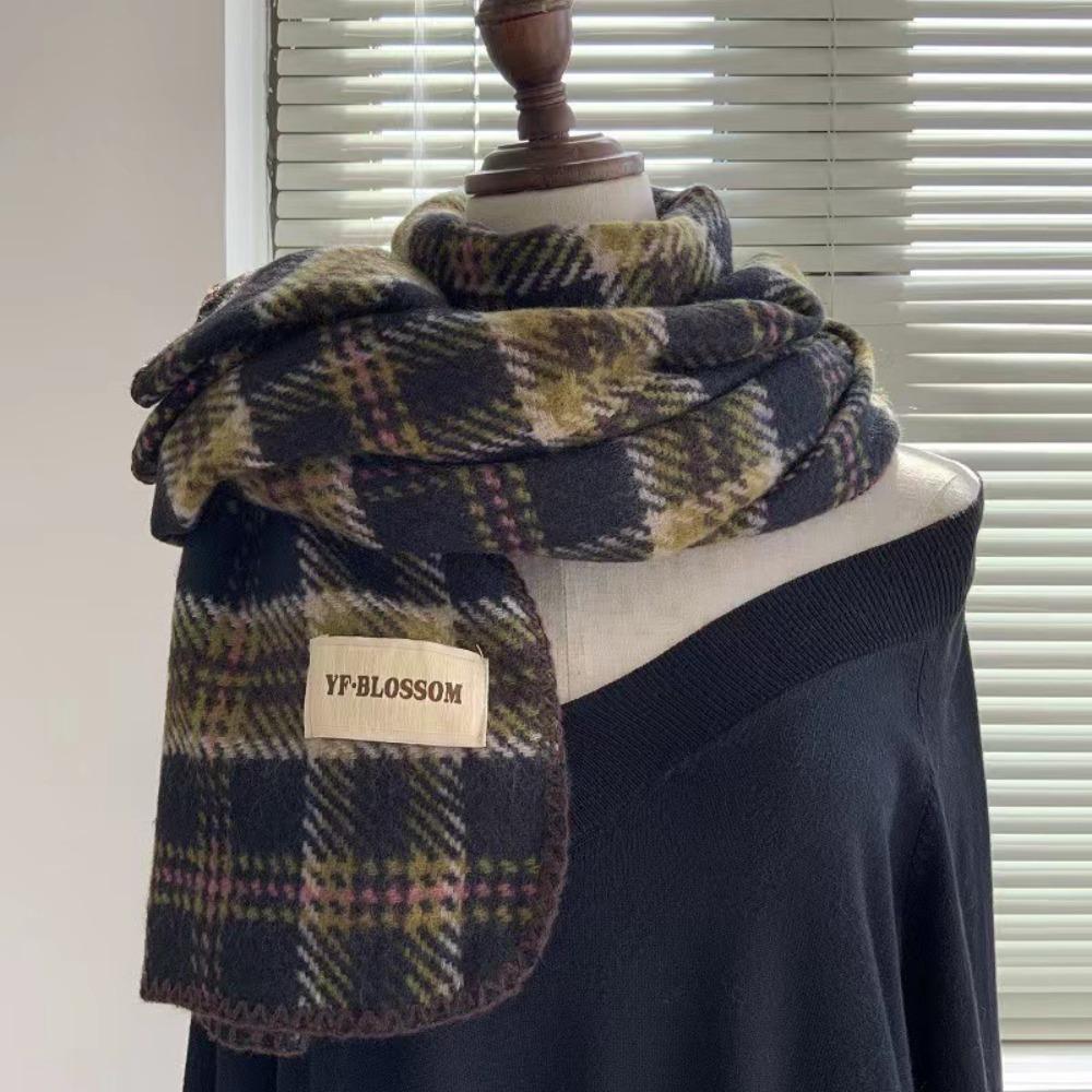 Thick Red Plaid Scarf Plush Long Shawl Classic Cashmere Scarves  Girl