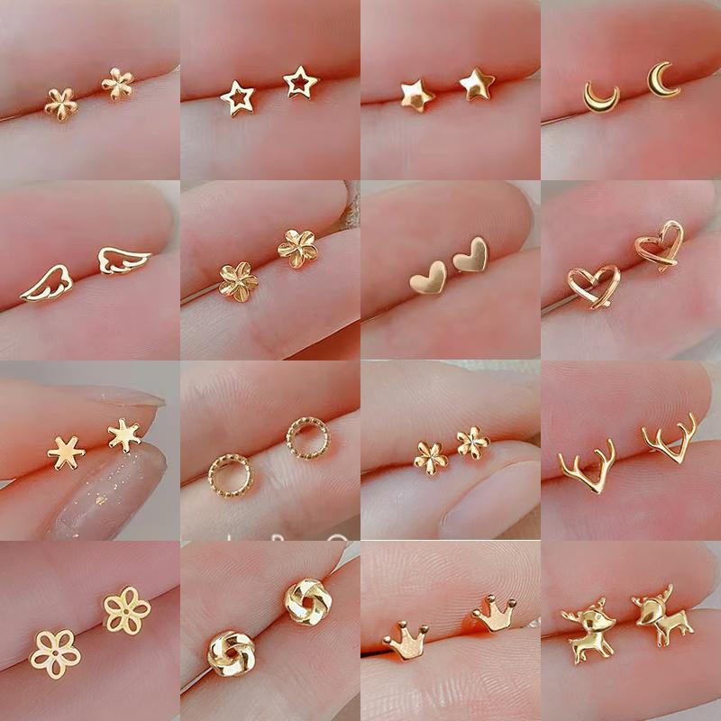925 Silver Needles Gold Color Simple Small Butterfly Stud Earrings for Women Hypoallergenic Daily Wear Ear Girls Pierc Gifts