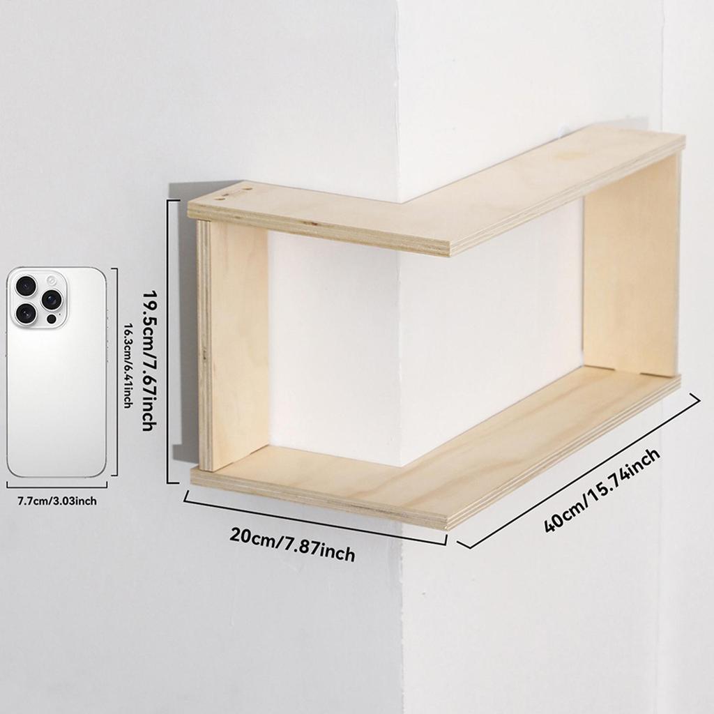 Угловая настенная полка Деревянная Двухъярусная Органайзер для цветочных горшков Настенная полка для демонстрации пластинок Для квартиры Домашний офис Спальня Кухня