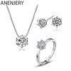 ANENJERY Комплект свадебных украшений, ослепительное ожерелье с цирконом AAAAA, серьги, кольцо для женщин, подарок на годовщину