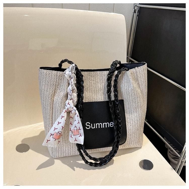 Straw Beach Tote Bag Summer Shoulder Bag Niche Popular Underarm Bag Fashion Versatile Women'S Bag