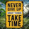 1 шт. Знак «Никогда не сдавайся, великие дела требуют времени» - Настенное искусство, Офис, Спортзал, Мотивационные цитаты, Декор, Подходит для подвешивания
