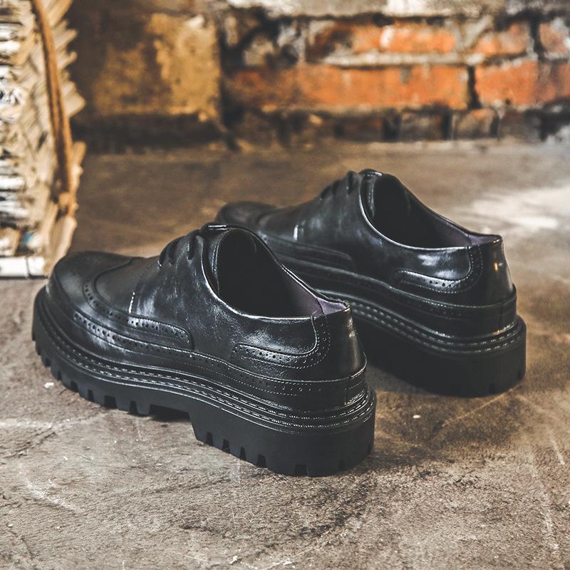 Кожаные туфли мужские летние дышащие Tide Inner увеличение роста деловые деловые повседневные британские туфли Brock Tide 21260-J