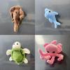 Plush Ocean Animal Refrigerator Magnet Set Including Bright Red Lobster And Cheerful Sea Star