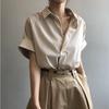 Bat Short Sleeved Shirt with A Female Design Sense, Niche Hong Kong Style Retro Loose Shirt, Summer Thin and Chic Korean Style Top