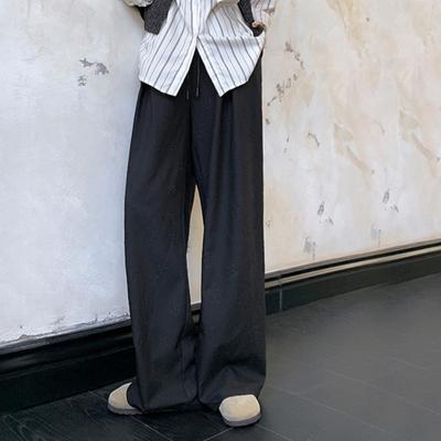 Серые тисненые широкие брюки для женщин с завязками на резинке, свободные прямые брюки для повседневного ношения