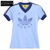 Gucci Xadidas adidas [Внутренний Официальный] 693636 XJEBZ Футболка с V-образным вырезом и коротким рукавом с принтом логотипа топы XXS синийБ/У