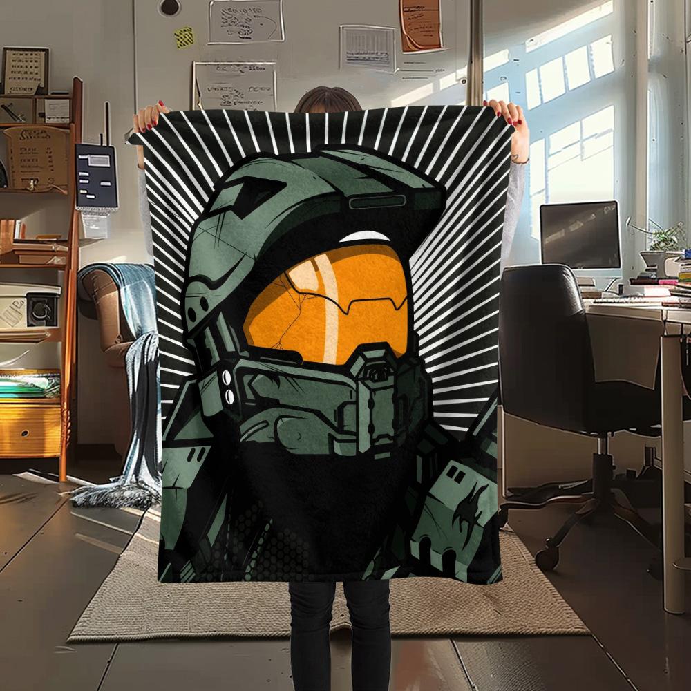 Master Chief Print Flannel Blanket, High quality Comfortable for All Seasons, Home Decor, Warmth and Comfort