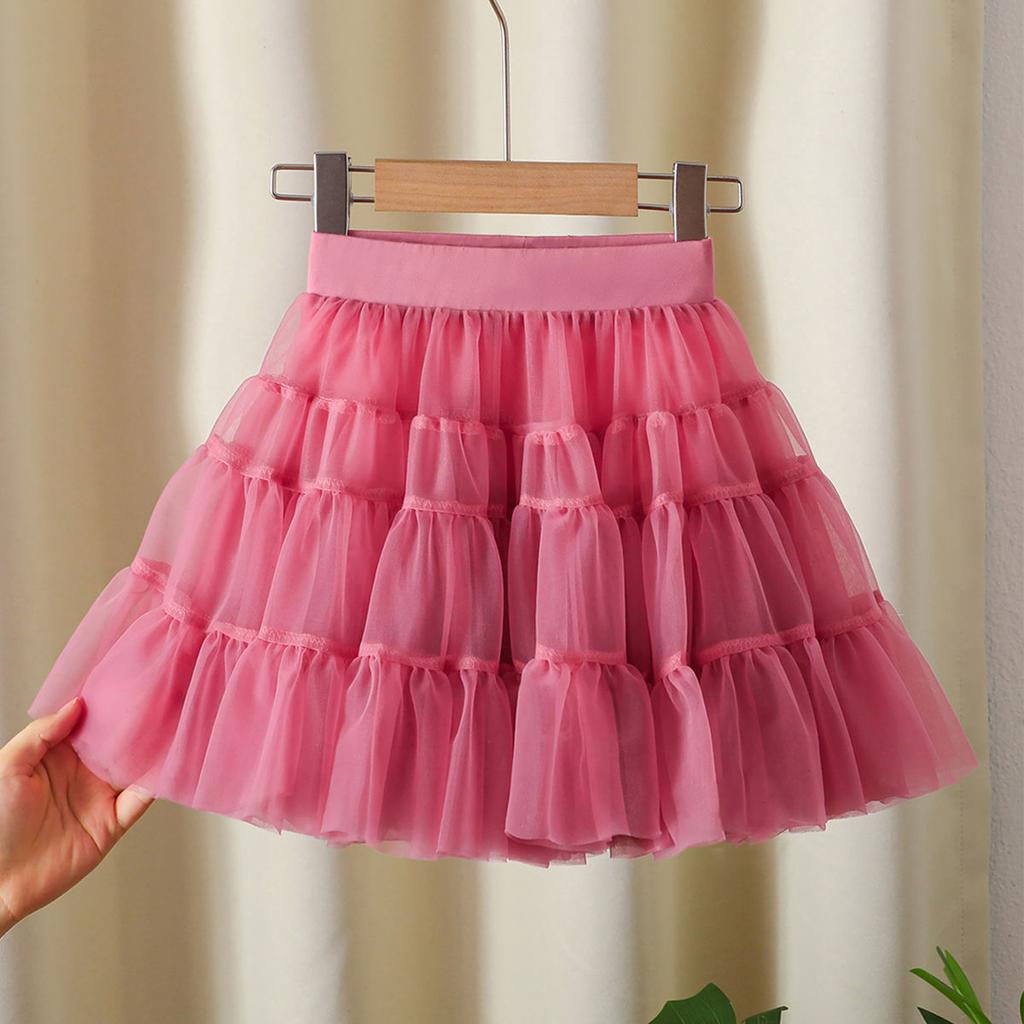 Юбка миди для девочки Стильная юбка принцессы из сетки Универсальная и пышная внутренняя юбка