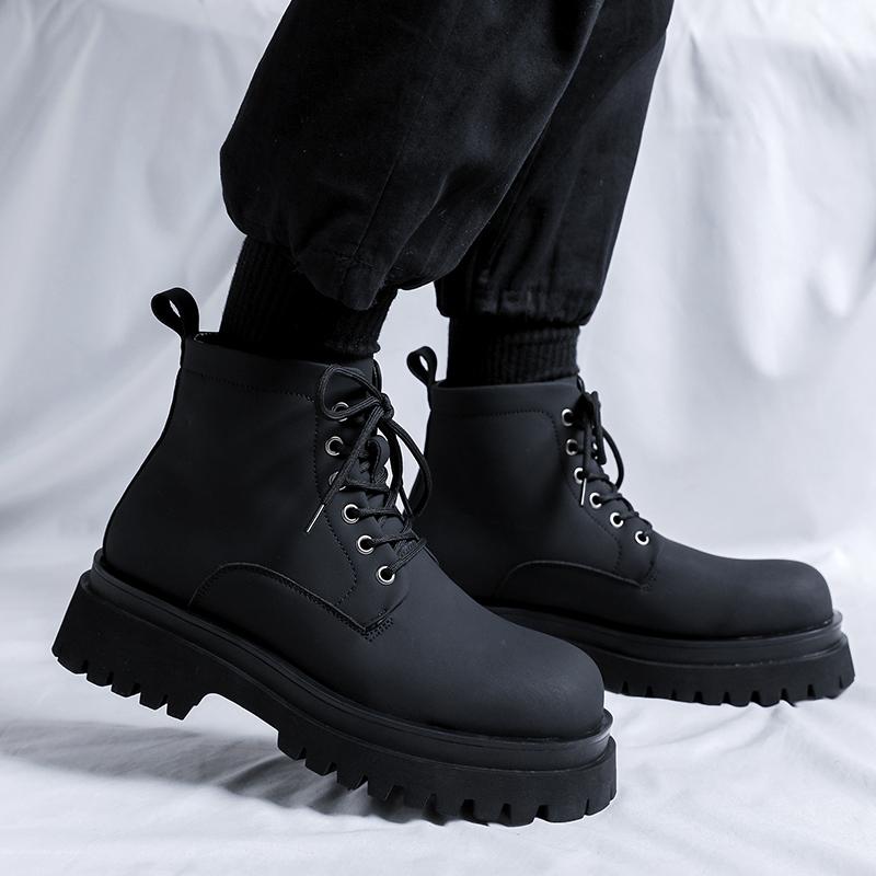 Модные мужские ботинки на толстой подошве Высококачественные трендовые ботинки для отдыха на открытом воздухе, деловых вечеринок, повседневных офисных модных мужских туфель для улицы и прогулок
